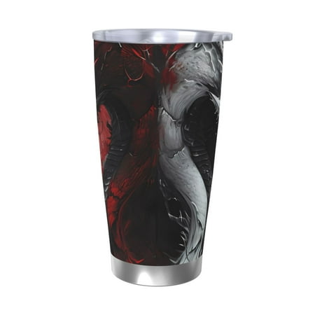 

KLL Cool Black And White Dragon Print 40oz Stainless Steel Insulated Car Cup with Spillproof Lid - Keep Your Drink Hot or Cold on the Go-Without Straw