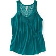 thumbnail image 1 of Aeropostale Womens Solid Lacey Neckline Back Tank Top, Verde, Small, 1 of 1