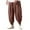 Coffee, variant on Men's Japanese Cotton Linen Cropped Pants, Loose Wide-Legged Drawstring Casual Pants Plus Size for Summer, Beach and Relaxation,Army Green,L