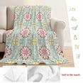 thumbnail image 5 of Pink Green Flowers Blanket Soft Cozy Warm Throw Blanket for Couch, Plush Fuzzy Flannel Fleece Blankets for Sofa, Country Botanical Abstract Floral Patterned Bed Blankets Gifts for Men, 40"x50", 5 of 9
