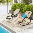 thumbnail image 2 of Costway 2 PCS Outdoor Rocking Lounge Chair with Removable Headrest Breathable Backrest & Seat Beige, 2 of 10