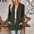 thumbnail image 2 of ATOYSOY Women's Solid Color Strip Pocket Knit Cardigan Jacket Duster Sweater Cardigan Workout Cardigan for Women Green L, 2 of 7