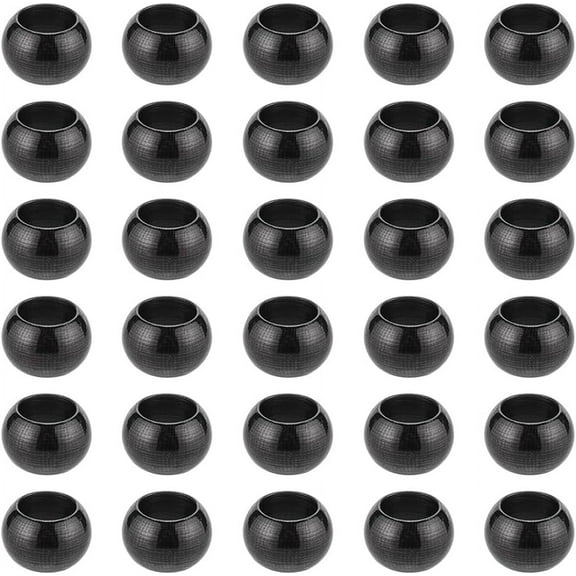 30pcs 8mm Round Larger Hole Beads Stainless Steel Beads Metal Black Beads Round Spacer Beads Smooth Polished Round Beads DIY