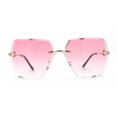 thumbnail image 1 of Womens Rimless Luxury Fashion Bevel Edge Rectangle Sunglasses Gold Pink, 1 of 4