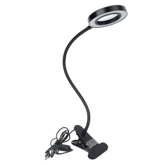 LED Table Lamp, Low Power Beauty Eyelash Nail Lamp Strong Clip Movable For Manicure Store For Students Black