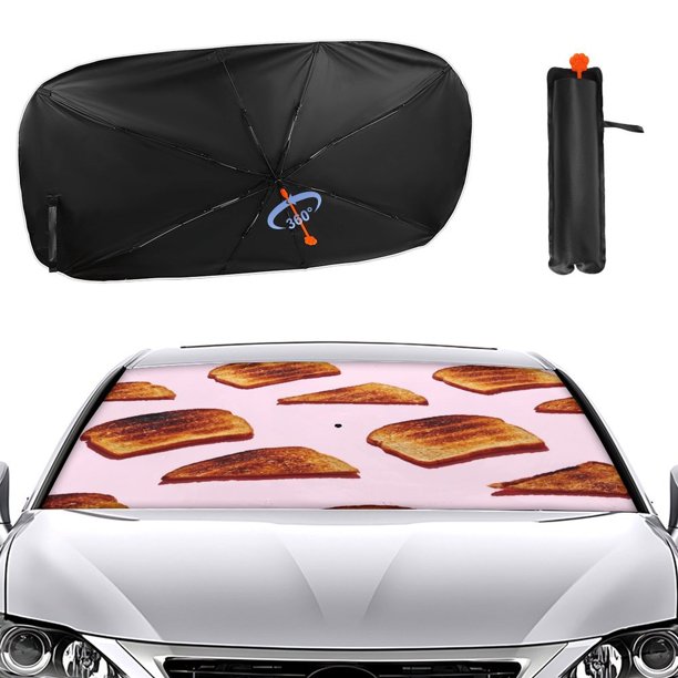 Pan Tostado Sombrilla Solar para Auto - Protector de Parabrisas Plegable | Cortina Solar Delantero | Bloqueo UV y Aislamiento de Calor 133x73cm