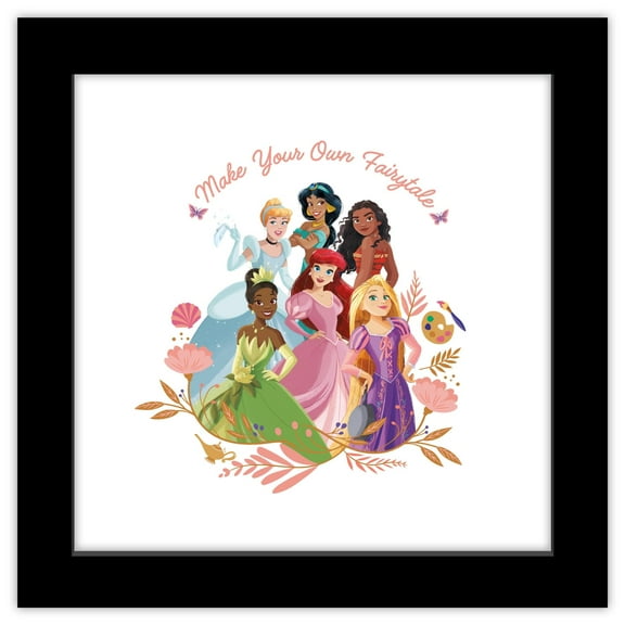 Gallery Pops Disney Princess - Make Your Own Fairytale Wall Art, Black Framed Version, 12" x 12"