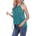 thumbnail image 2 of Mujeres Encaje plisado Tank Top suave transpirable casual elegante Halter Masajeadores de cuello sin mangas blusa camisa para citas, 2 of 5