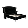 thumbnail image 3 of 1pc California King Size Bed Contemporary Black Velvet Finish Bedroom Furniture, 3 of 3