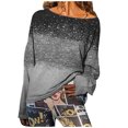 thumbnail image 1 of Blusa de camiseta con estampado degradado de cuello redondo de manga larga suelta divertida vintage para mujer Pompotops  gfhjh8244, 1 of 5