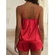thumbnail image 5 of Conjunto de pijama Ekouaer Satin para mujer, cami y pantalones cortos, color rojo, 5 of 6