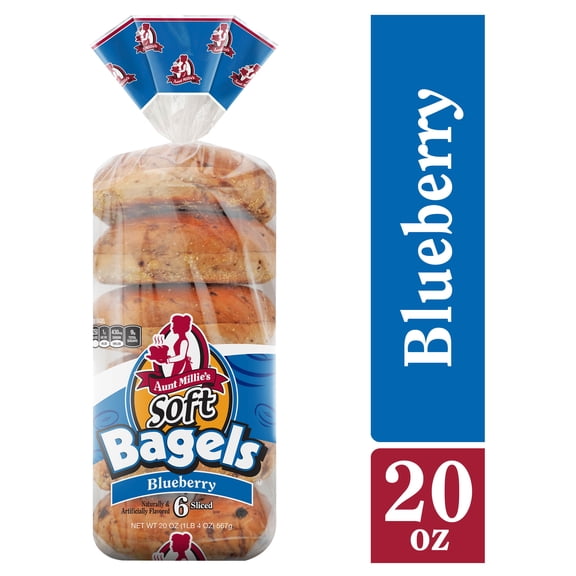 Aunt Millie's Blueberry Soft Bagels, 20 oz, 6 Count