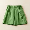 thumbnail image 1 of Pantalones cortos holgados de pierna ancha con cintura trasera de lino y algodón de 7 colores para mujer, pantalones casuales holgados de verano de talla grande para mujer, 1 of 5