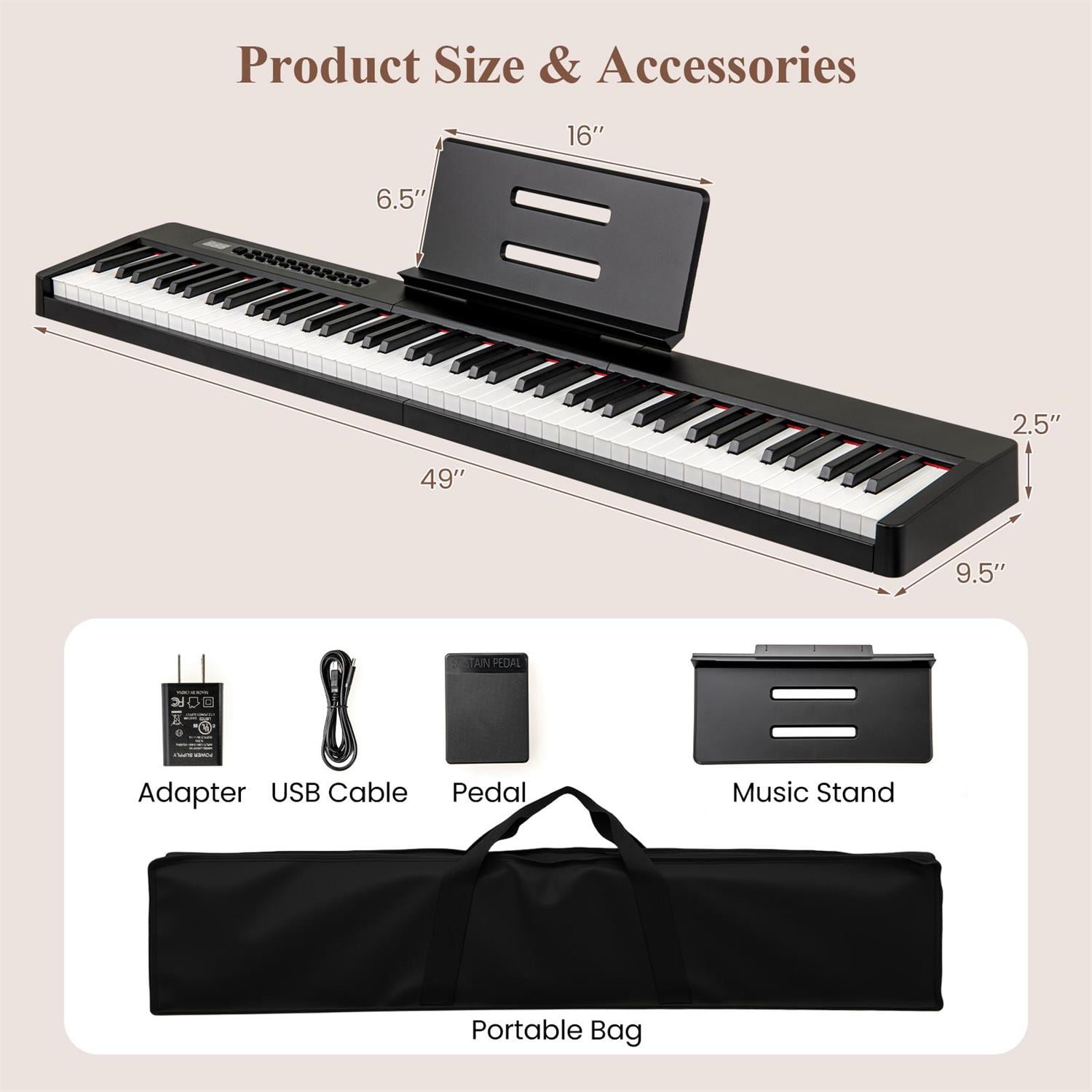 Demifill 88-Key Velocity-Sensitive Piano, Professional Practice, Dual Speakers, French DREAM Audio, Black