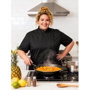 Ubon Womens Plus Size Chef Coat Short Sleeve Chef Jacket Work Jacket Black 2XL