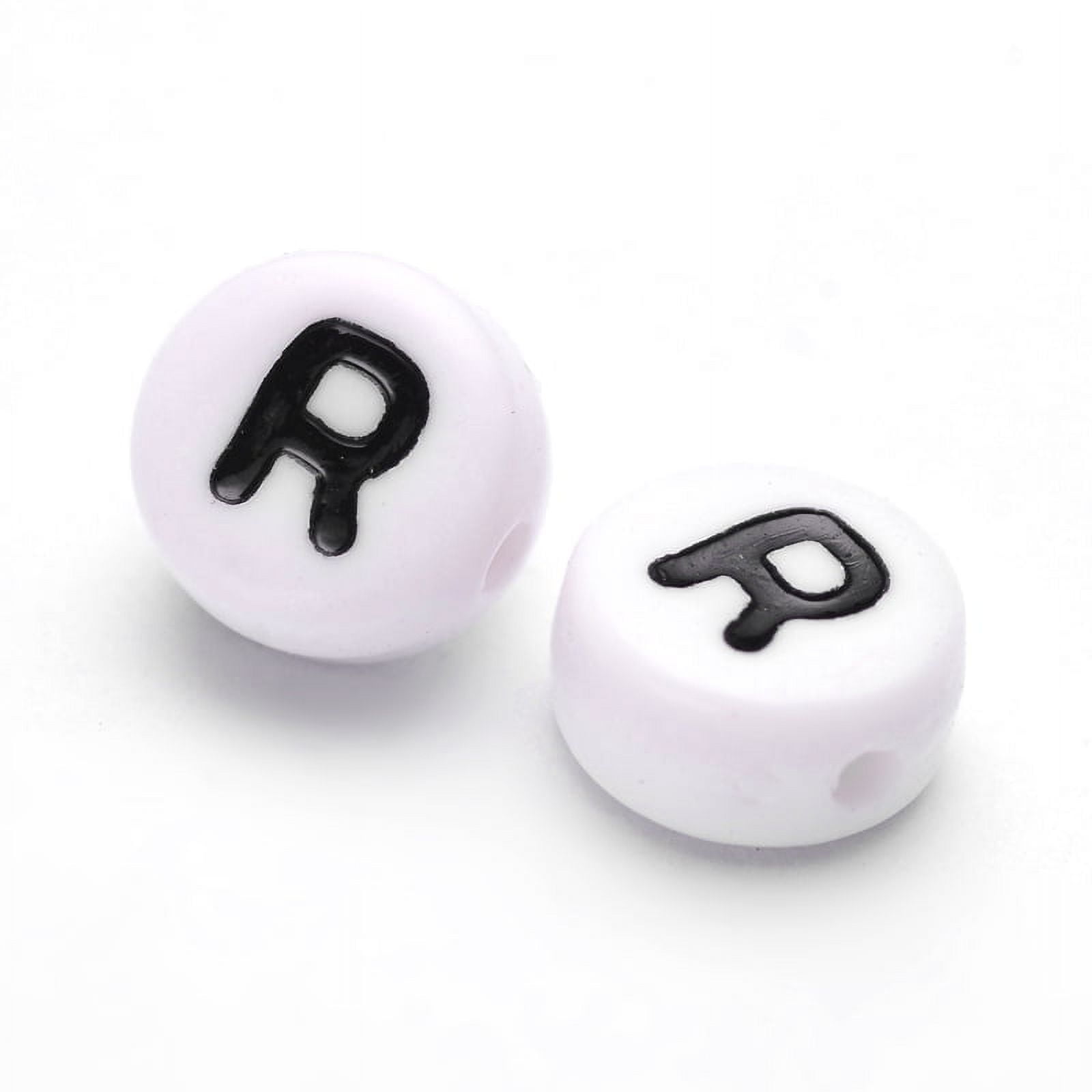 Acrylic Beads with Horizontal Hole Letter Flat Round Letter R 7x4mm Hole: 1.2~1.8mm about 3500pcs/500g