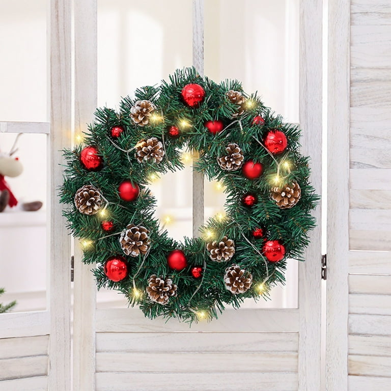 EWASWON Christmas 12 Inch Pre-Lit Christmas Wreath with 20 LEDs