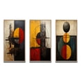 thumbnail image 2 of Designart "Belgian Conversations Geometric Abstraction I" Modern Geometric Framed Wall Art Set Of 3 - Gold Abstract Geometric Frame Canvas Set For Living Room Decor, 2 of 6