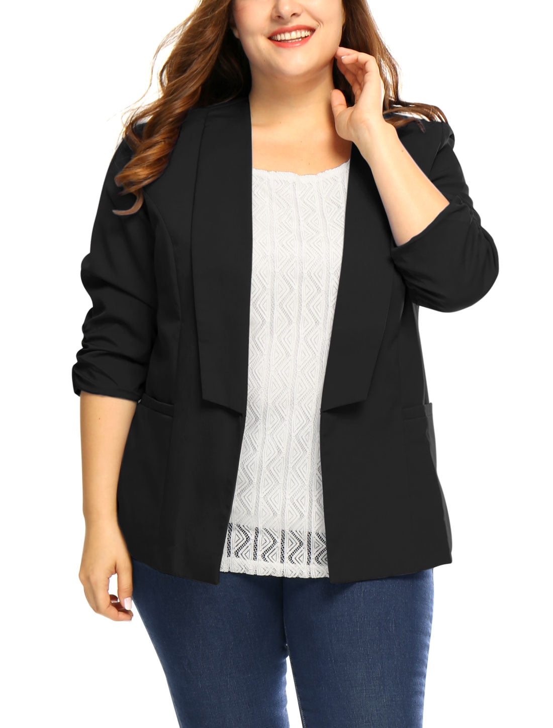 Women Plus Size 3/4 Sleeves Shawl 