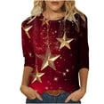 thumbnail image 2 of FDGIU Women's 3/4 Sleeve Red Wine Glass Christmas Graphic Tees Sweatshirt - Long Sleeve Holiday Top with Festive Wine Graphic, Xmas Party Blouse, 2 of 4