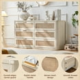 thumbnail image 3 of 6 Drawer Tall Dressers Set of 2, Rattan Dresser with Boho Dressers & Chests of Drawer Wooden Dressers for Bedroom, White Oak, 3 of 7
