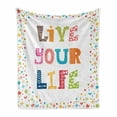 thumbnail image 1 of Saying Soft Flannel Fleece Throw Blanket, Live Your Life Typography with Colorful Funny Letters and Minimal, Cozy Plush for Indoor and Outdoor Use, 50" x 70", Multicolor, by Ambesonne, 1 of 5