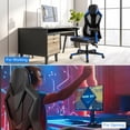 thumbnail image 4 of Gymax Chaise de Bureau Pivotante pour Ordinateur de Jeu w/ Réglable en Mesh Dos Bleu, 4 of 10