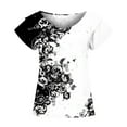 thumbnail image 4 of SHOPESSA Womens Tops Summer Fashion V-neck T-Shirt Flounces Short Sleeve Casual Loose Fit Tee Shirts Blouse Print Shirt, 4 of 7