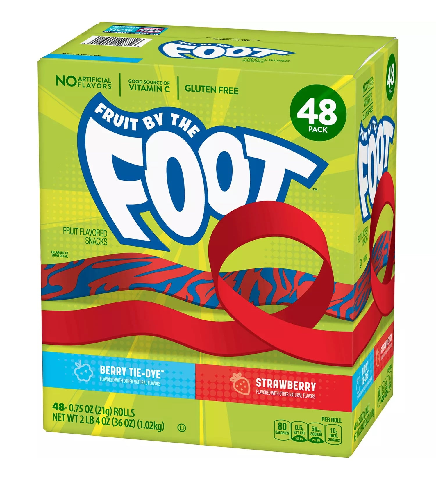 Fruit by the Foot Snacks, Berry TieDye and Strawberry Variety Pack 48