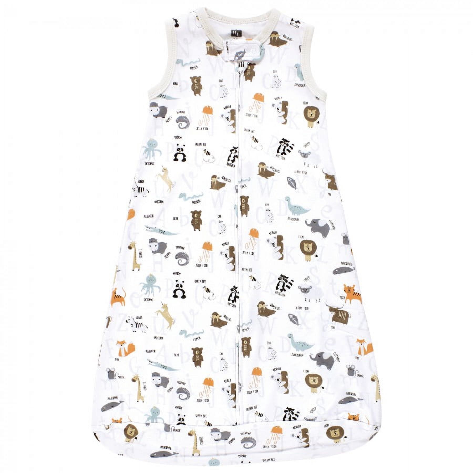 Hudson Baby Unisex Baby Interlock Cotton Sleeveless Sleeping Bag, Alphabet Animals, 3-9 Months