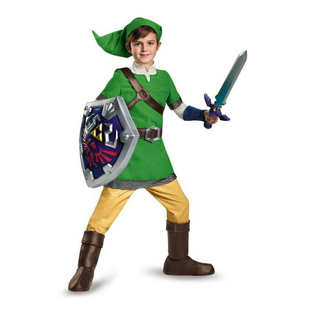 Link Deluxe Child Costume, Medium (7-8), Dress up as your favorite video game character Link By Disguise