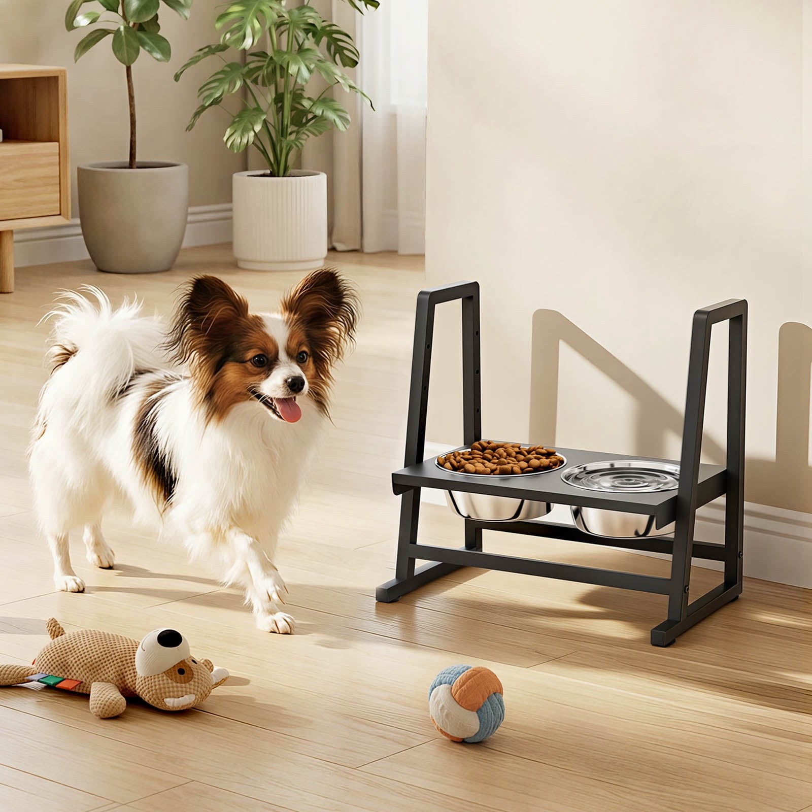 Enogets Elevated Dog Feeder with Stainless Steel Bowls, Adjustable 4-Level Height for Large Dogs, Easy-Clean Stand