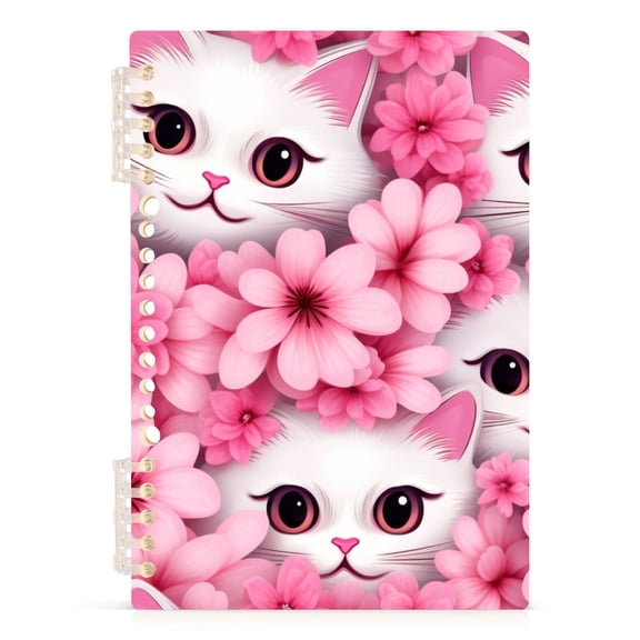 Spiral Journal Notebook Cat in Flowers College Ruled Notebook 8.3" x 5.7" A5 Lined Thick Paper Page