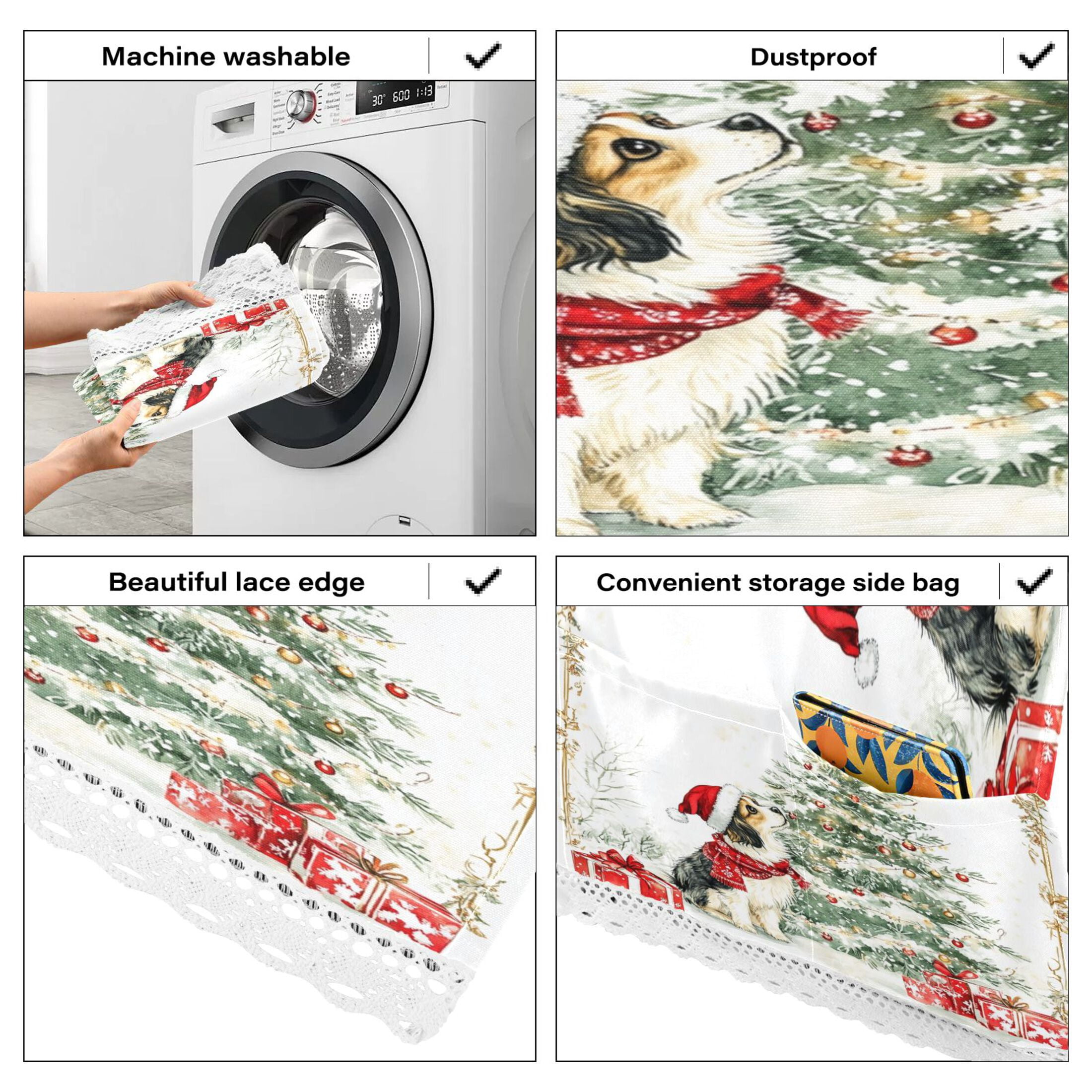 WOBOGO Red Hat Puppy Washing Machine Cloth Dryer Refrigerator Top Cover Protective Non-Slip Mat For Kitchen Laundry