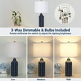 Ceramic Table Lamps Set of 2, Navy Blue Bedside Lamp 25" Nightstand