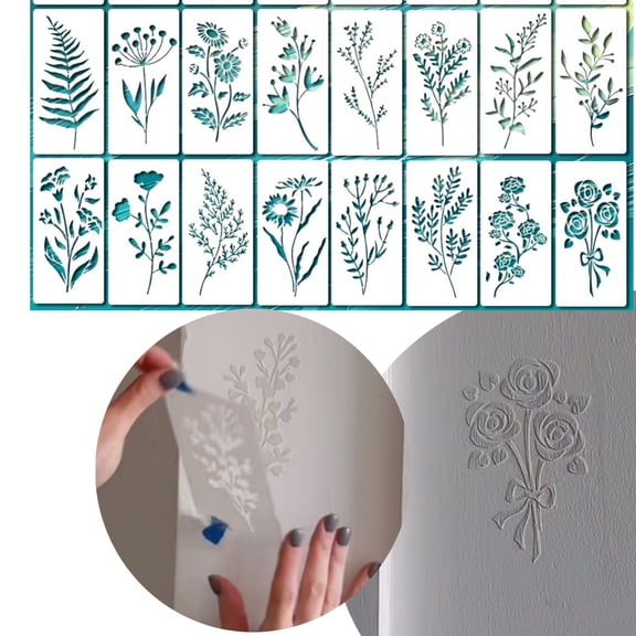 24 Pcs Botanical Stencils for Painting on Wood, Reusable Flower Stencils Painting Crafts Templates Drawing Stencil for Painting on Wood, Wall, Furniture, Home DIY Accessories