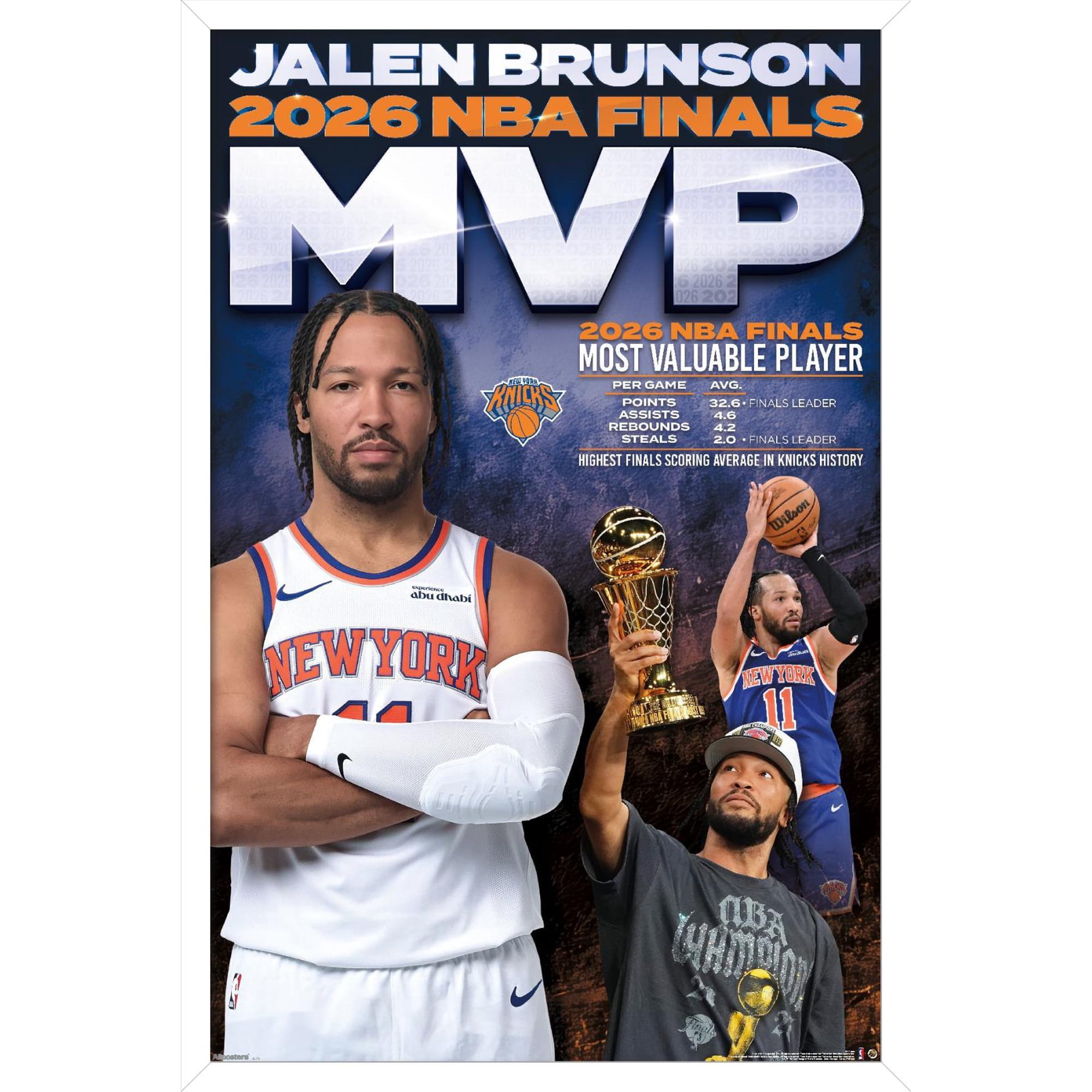 NBA New York Knicks - Jalen Brunson NBA Finals MVP 26 Wall Poster, 22.375" x 34" Framed