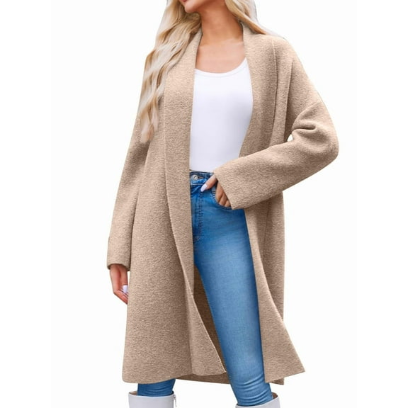 Womens Long Cardigan Sweaters Chunky Open Front Oversized Slouchy Knit Fall Trendy Coatigan Jackets Khaki L