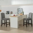 thumbnail image 3 of Costway Upholstered Bar Stools with Rubber Wood Legs, Gray (Set of 2), 3 of 9