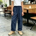 thumbnail image 5 of Qingpeng Girls Wide Leg Pants High Waist Drawstring Striped Cuffs Lightweight Wrinkled School Outdoor Casual Spring Summer Long Pants for Kids, 5 of 7