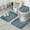 Blue Leopard Print, variant on Blue Leopard Print Bathroom Rugs Sets 3 Piece,Toilet Cover Set,Absorbent Non Slip Bathroom Mats Sets with U-Shaped Contour Rug Toilet Rug Set