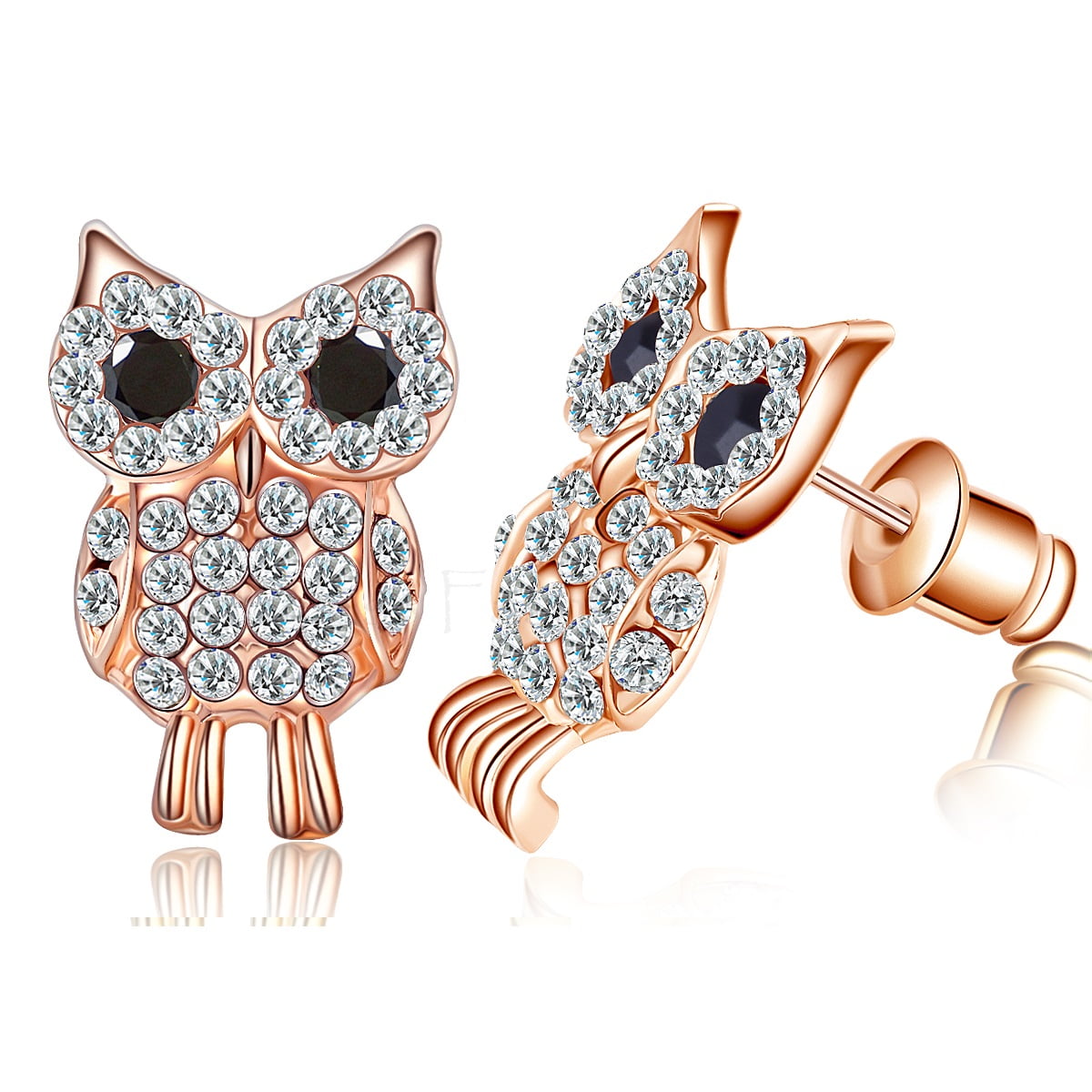 Buyless Fashion Owl Design Stud Earrings Women And Girls & Rhinestone Crystal 