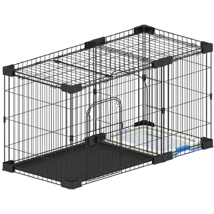 dog crate with separate potty area