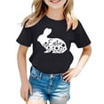 thumbnail image 1 of Chemises Filles Mode Décontractée Imprimé Col Rond Manches Courtes T-Shirt Hauts Filles Noir 3 Ans-4 Ans, 1 of 4