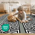 thumbnail image 4 of ODIKA 3'x5' Washable Throw Rug Stripes Geometric Layering Interlocking Doormat Under Door Bold Playful for Entryway, Kitchen, Mudroom, Stain Resistant, Low Profile, Non-Slip, 4 of 7