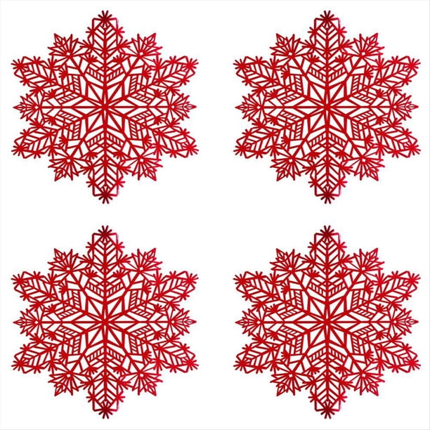 Manteles Individuales de de Nieve Decorativos, Manteles Rojos de de Nieve, Manteles de Cocina para Navidad, Vacaciones, Bodas, Decorativos A