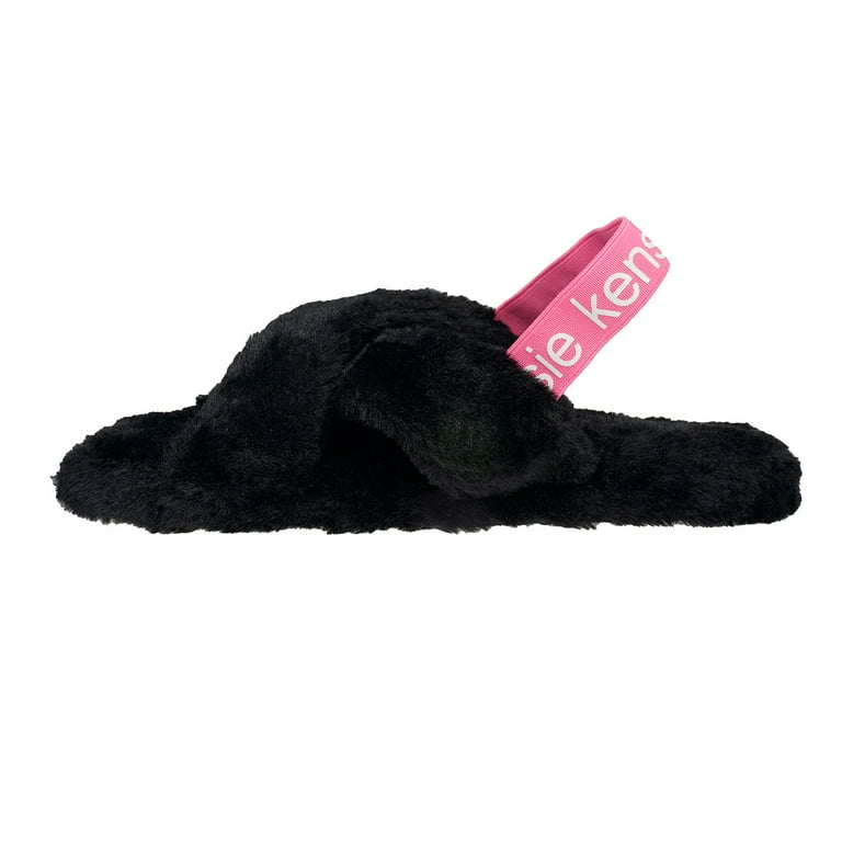 Black fuzzy online slippers walmart
