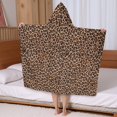 thumbnail image 5 of Brown and Black Leopard Print Hooded Bath Towel，50"x30" for Ages 3 To 12 Kids, Quick Dry Lightweight Soft Microfiber Hood Beach Towel Cover Up for Kids, 5 of 7