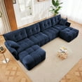thumbnail image 2 of 4-Seater Modular Sofa Set with 2 Ottomans, Solid Wood Frame & High-Resilience Cushions - Adaptable for Living Rooms, Home Offices or Vacation Rentals - Blue Chenille Upholstery, 2 of 9