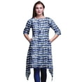 thumbnail image 1 of Bimba Kurti Asymétrique Imprimé Shibori Vague Bleue pour Femmes Robe d'Été Indienne Tunique TTG, 1 of 6